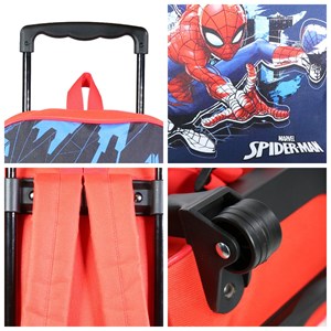 Sac à dos à roulettes spider-man bleu