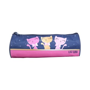 Bagtrotter trousse scolaire ronde lili lou 3 chats bleue
