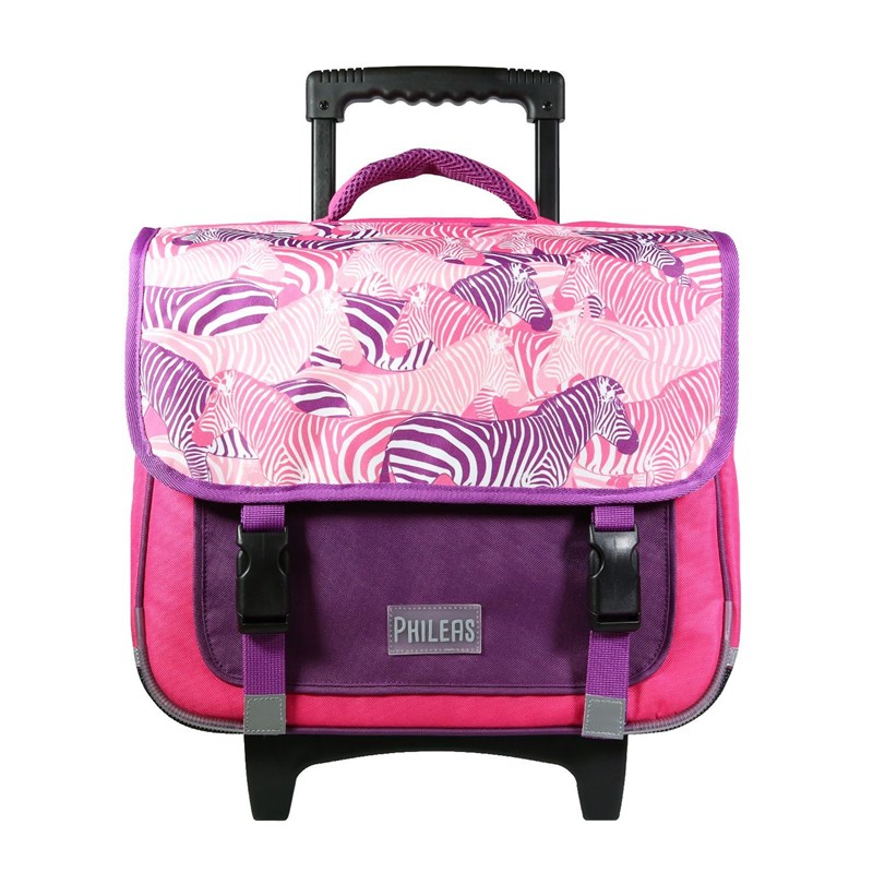 Bagtrotter cartable à roulettes 38 cm phileas rose zèbre