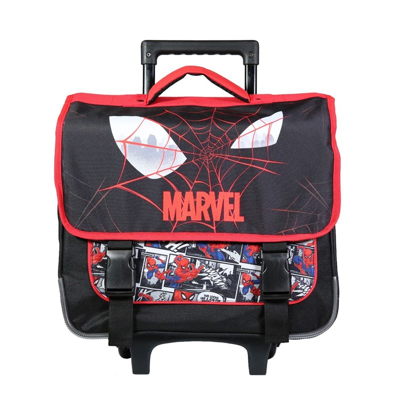 Bagtrotter cartable à roulettes 38 cm spider-man noir toile d'araignée