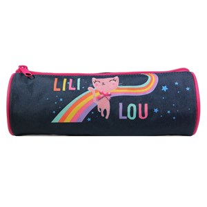 Bagtrotter trousse scolaire ronde lili lou bleue arc en ciel