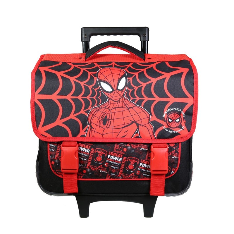 Bagtrotter - Bagtrotter cartable à roulettes 38 cm spider-man noir