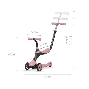 Trottinette qplay sema 3-en-1 rose