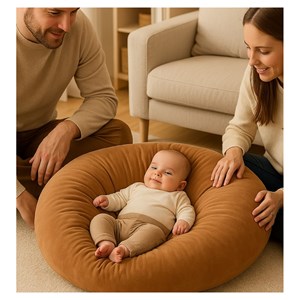 Coussin coupey beige