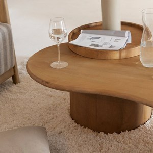 Table basse en vague en bois de manguier silas