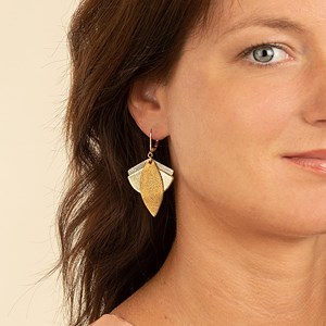 Boucles pendantes lotus champagne