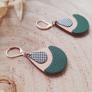 Boucles en bois arty vert de gris