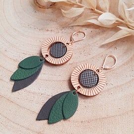 Boucles pendantes solaris vert de gris