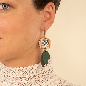 Boucles pendantes solaris vert de gris