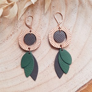 Boucles pendantes solaris vert de gris
