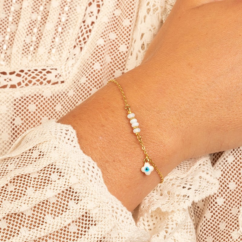 Bracelet de protection trèfle blanc