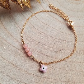 Bracelet de protection trèfle rose