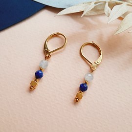 Boucles talisman lapis et aigue marine