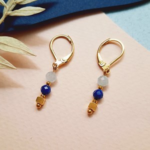 Boucles talisman lapis et aigue marine