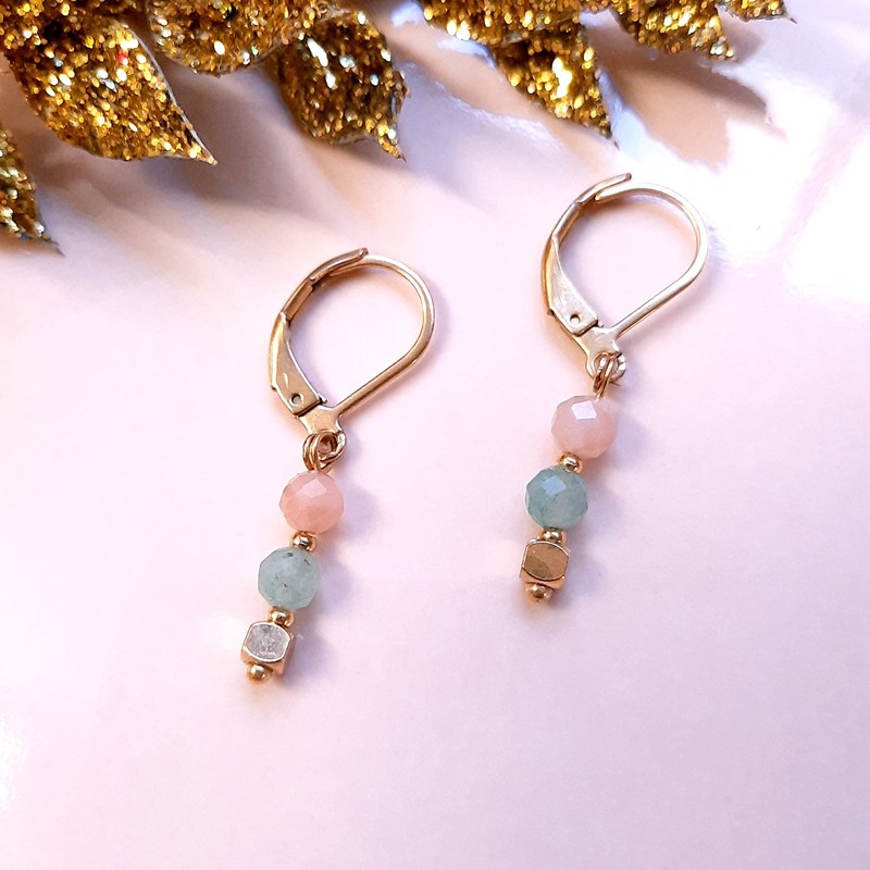 Boucles talisman pierre lune aventurine