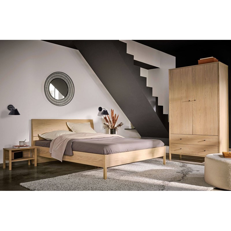 Armoire décor bois 2 portes 2 tiroirs simon