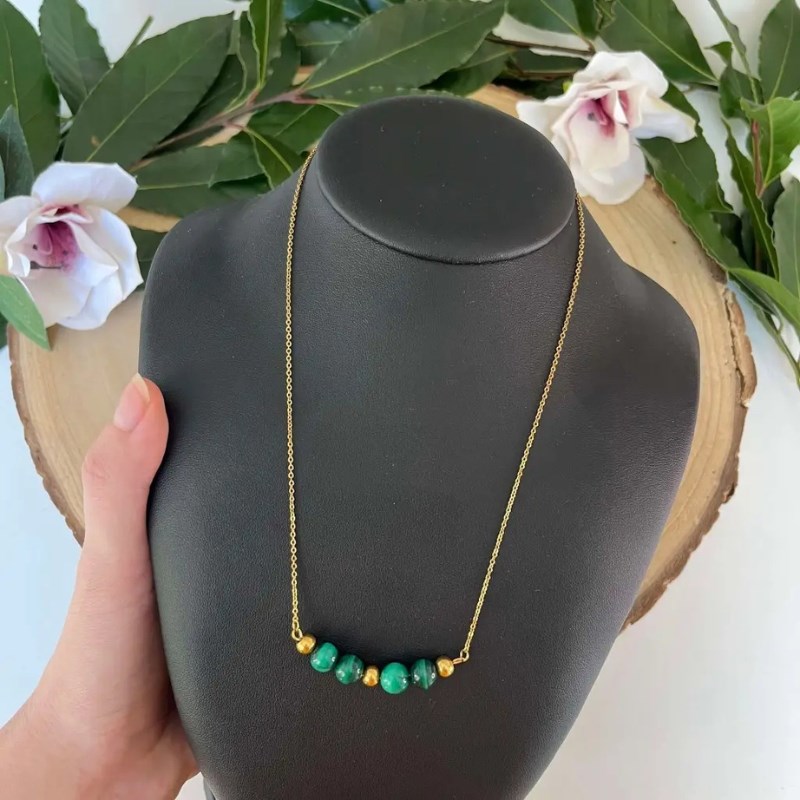 Collier fusion minérale – malachite