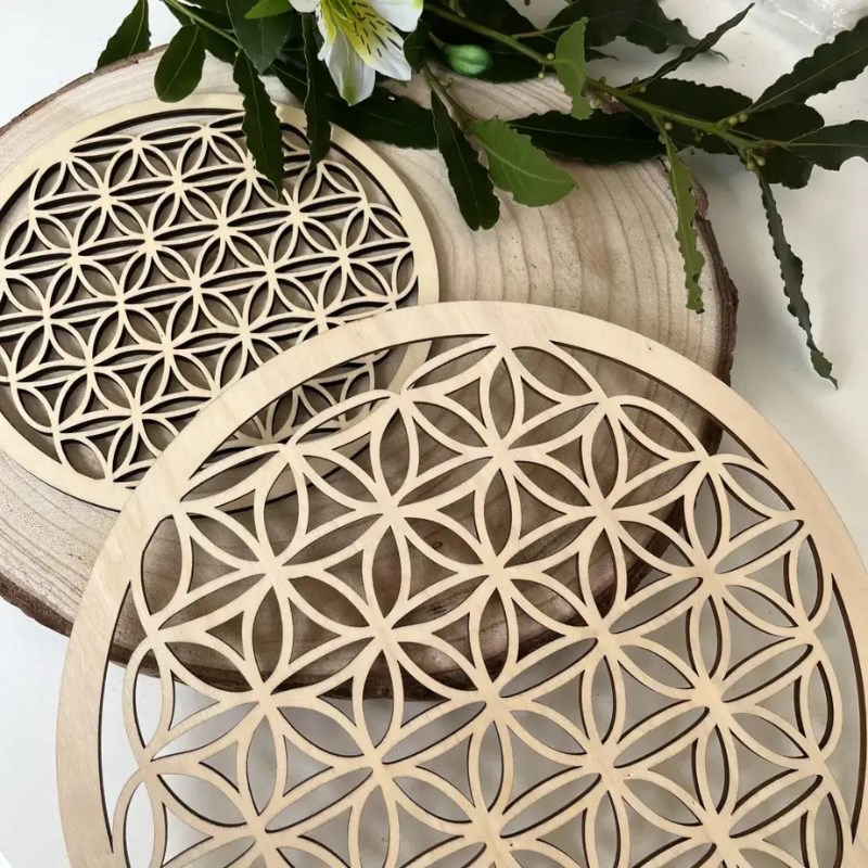 Fleur de vie en bois – plateau énergétique 20 cm