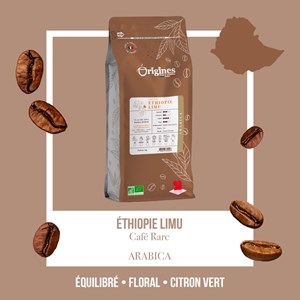 Café rare bio - ethiopie limu - grain 1kg