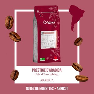 Café bio prestige d'arabica - blend pur arabica - grain 1 kg