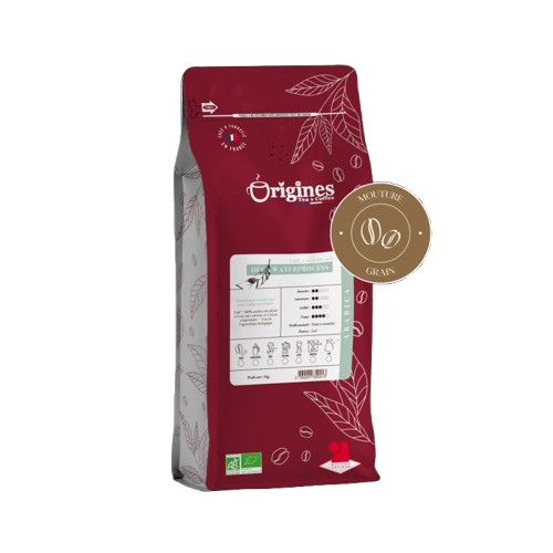 Café bio déca waterprocess - blend pur arabica - grain 1 kg