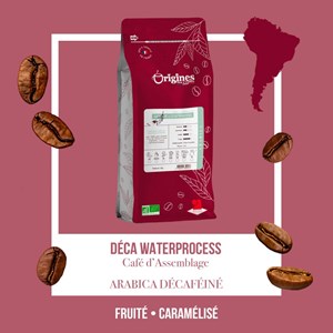 Café bio - déca waterprocess - blend pur arabica - grain 1kg