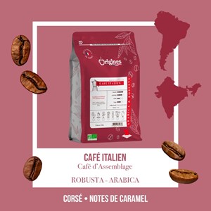 Café bio italien - blend arabica et robusta - grain 250g