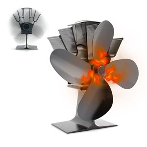 Ventilateur cheminée fishtec gain de chaleur 4 pâles