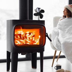 Ventilateur cheminée fishtec gain de chaleur 4 pâles