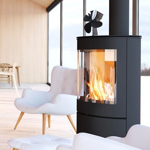 Ventilateur cheminée fishtec gain de chaleur 4 pâles