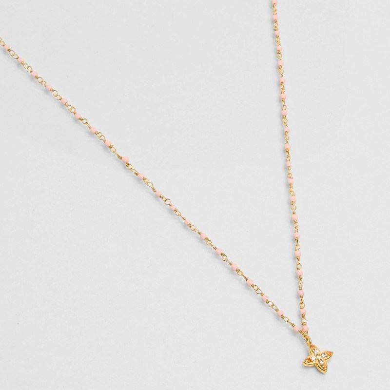 Collier inde flower opale rose