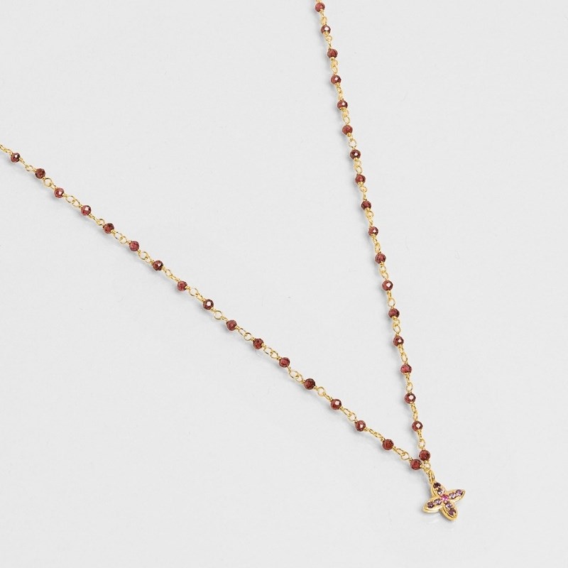 Collier inde flower bordeaux