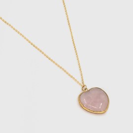 Collier coeur quartz rose