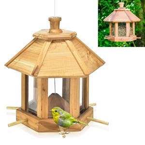 Mangeoire d'oiseaux fishtec toit en bois 6 perchoirs