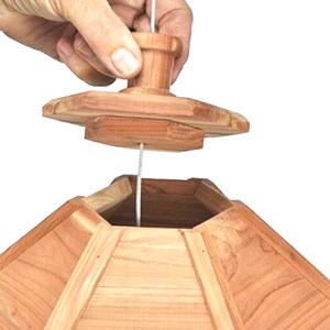 Mangeoire oiseaux bois naturel - 6 perchoirs - toit amovible et facile à