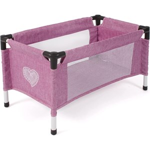 Lit de voyage pour poupées jean rose