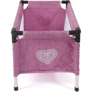 Lit de voyage pour poupées jean rose
