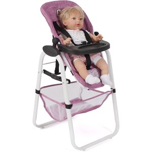 Chaise haute pour poupées jean rose