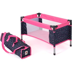 Lit de voyage pour poupées rose à pois