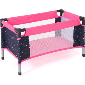 Lit de voyage pour poupées rose à pois