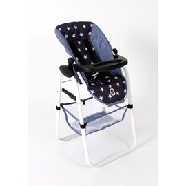 Chaise haute pour poupées bleu étoiles