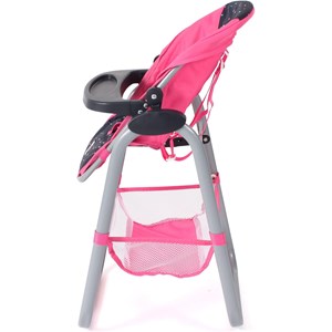 Chaise haute pour poupées rose à pois
