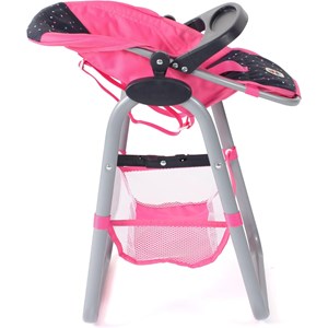 Chaise haute pour poupées rose à pois
