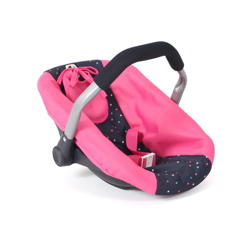 Siège auto pour poupées rose à pois