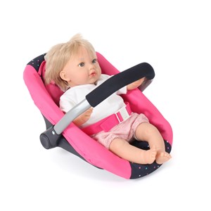 Siège auto pour poupées rose à pois