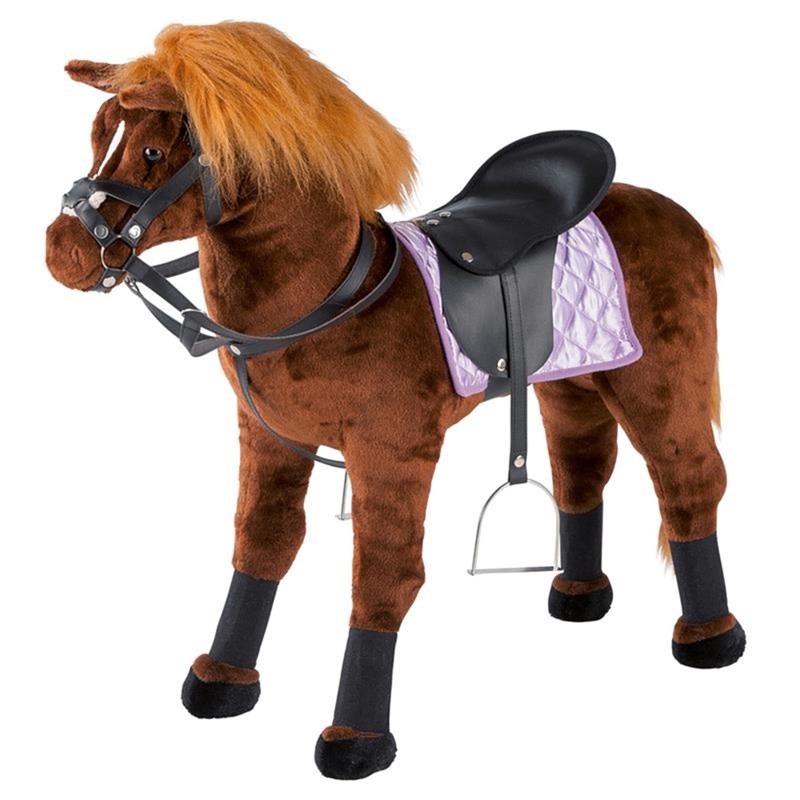 Cheval peluche à monter avec couverture,