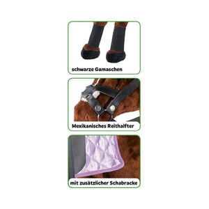 Cheval peluche à monter avec couverture,