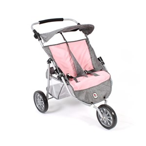 Poussette jogger pour poupées jumelles -