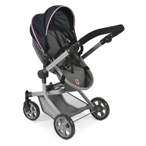 Poussette combinée mika, gris - bleu fon