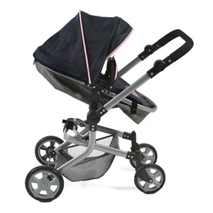 Poussette combinée mika, gris - bleu fon